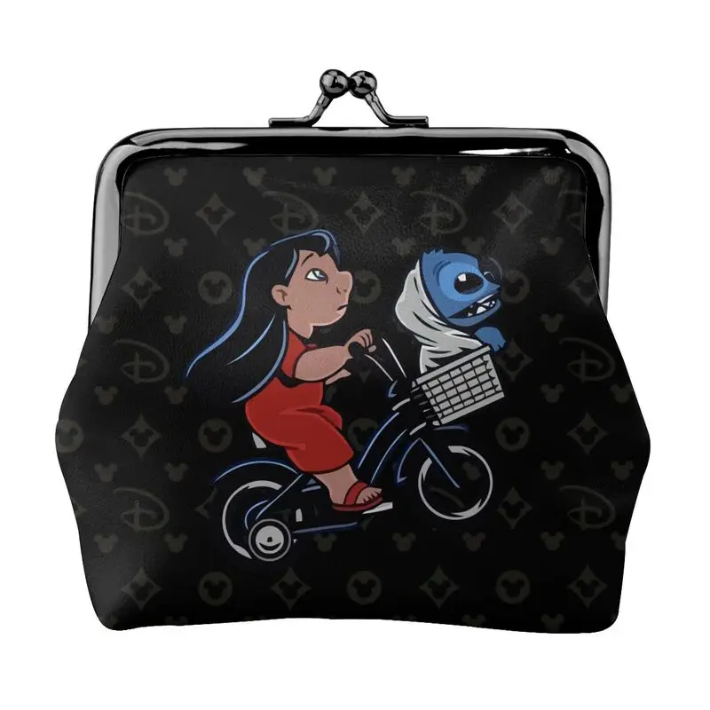 

Disney Brand Bag New Woman Cartoon Print Leather Kiss Lock Coin Purse Design Short Wallet High Quality Girl Clutch Card Holder