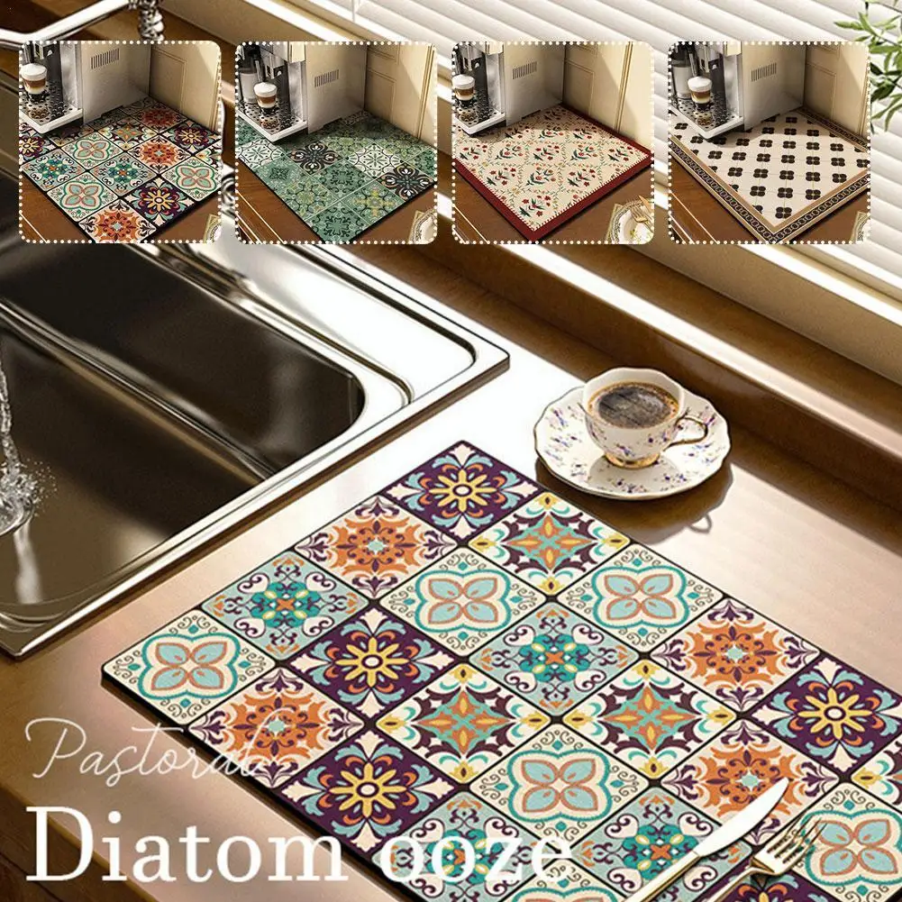 

Drain Pad Kitchen Dish Drying Mat Rugs Absorbent Drainer Mat Rug Bottle Dinnerware Sink Kitchen Cup Tableware Placemat Mat F1W6