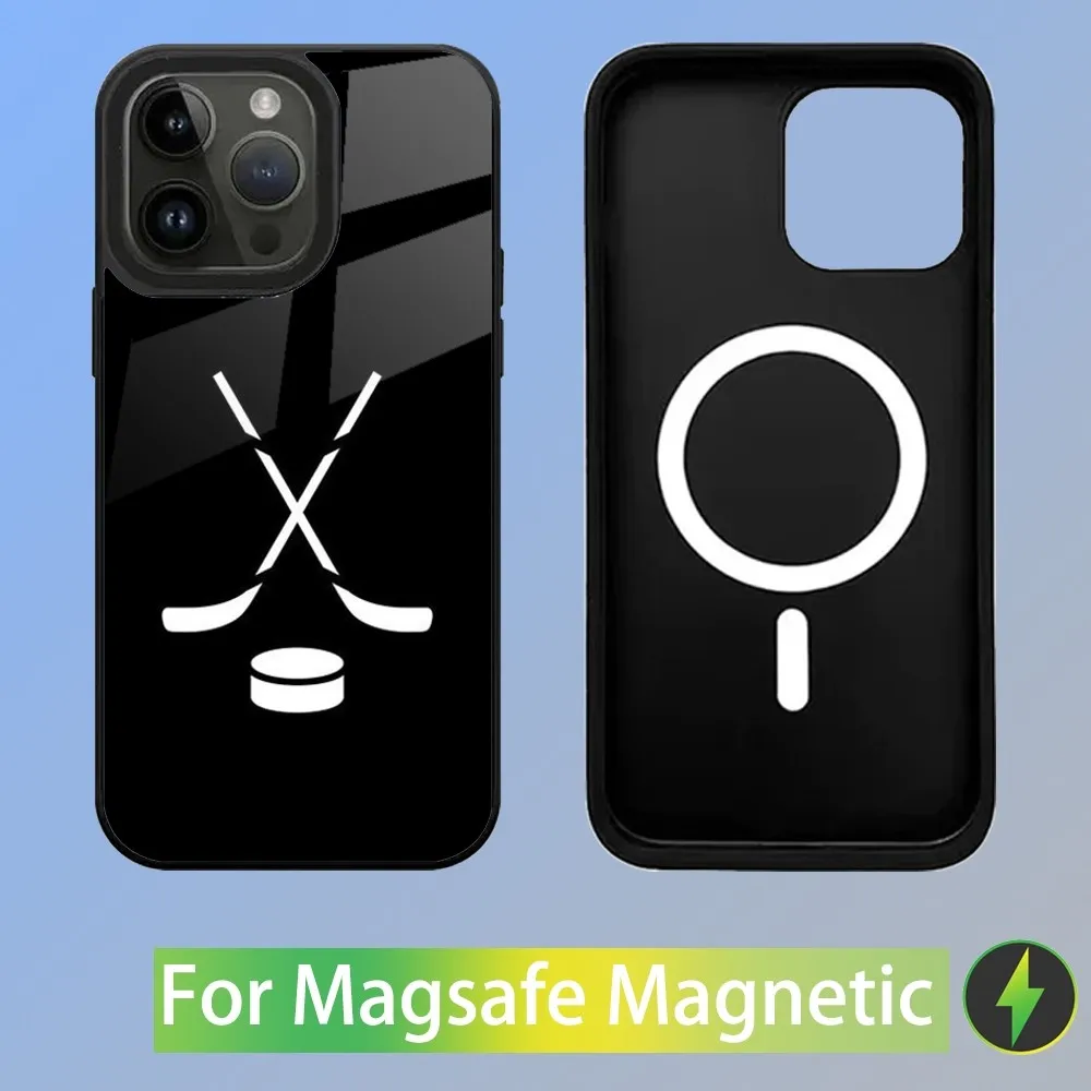 Чехол для телефона хоккея с хоккеем и льдом iPhone 15 14 13 12 11 Plus Pro Max Mini Magsafe магнитная