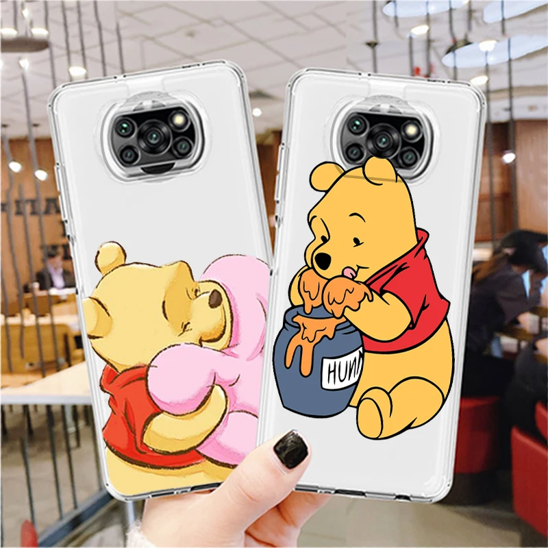 

Phone Case For Xiaomi Mi Poco X4 X3 NFC F4 F3 GT M4 M3 M2 X2 F2 F1 Pro C3 5G Winnie the Pooh Disney Cute Transparent TPU Cover