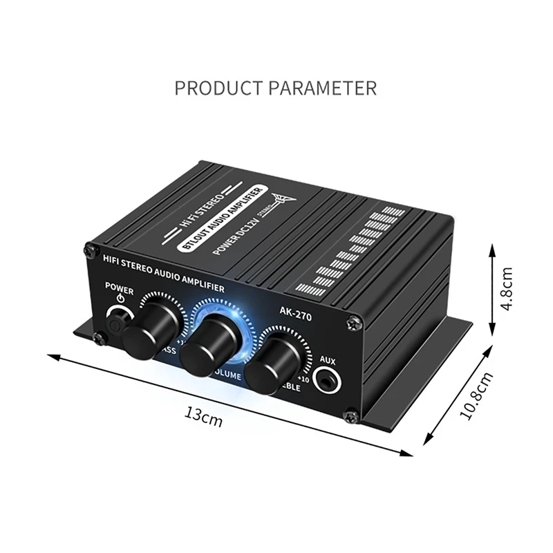 12V 2 Channel Car Mini Amplifier AK270 Stereo Power Audio Without Remote Control |