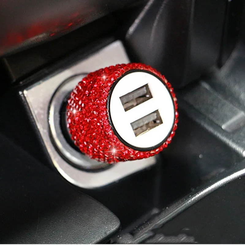 Фото Автомобильное зарядное устройство с двумя USB-портами и кристаллами №5