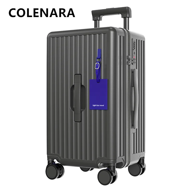 Фото Дорожный чемодан COLENARA с отделением для стакана и портативной сумкой для багажа, 20 дюймов, подходит для ручной клади на колесиках №4