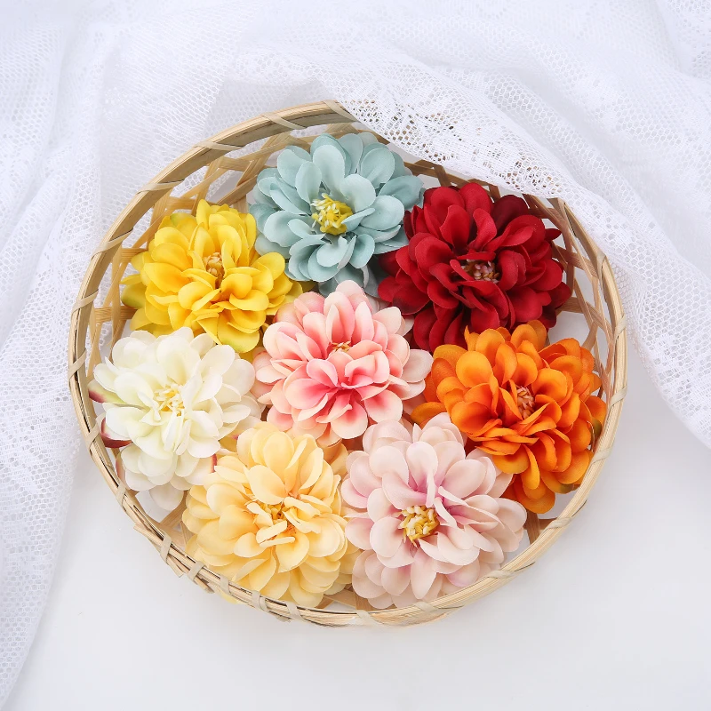 

[20PCS] 7CM Artificial Flower Head Ball Chrysanthemum Silk Cloth Diy Straw Hat Garland with Materials Fake Flower Decoration