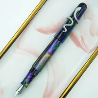 fuliwen 017 resin acrylic fountain pen big size ink pen with unique silver snake ring medium nib luxury gift pen