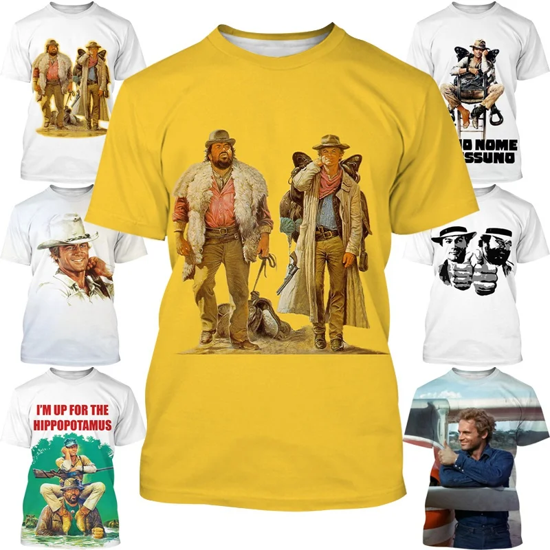 

Newest The Film Bud Spencer Terence Hill T-shirt men's short-sleeved T-shirt Tops Unisex interesting Funny 3D printing T-shirt