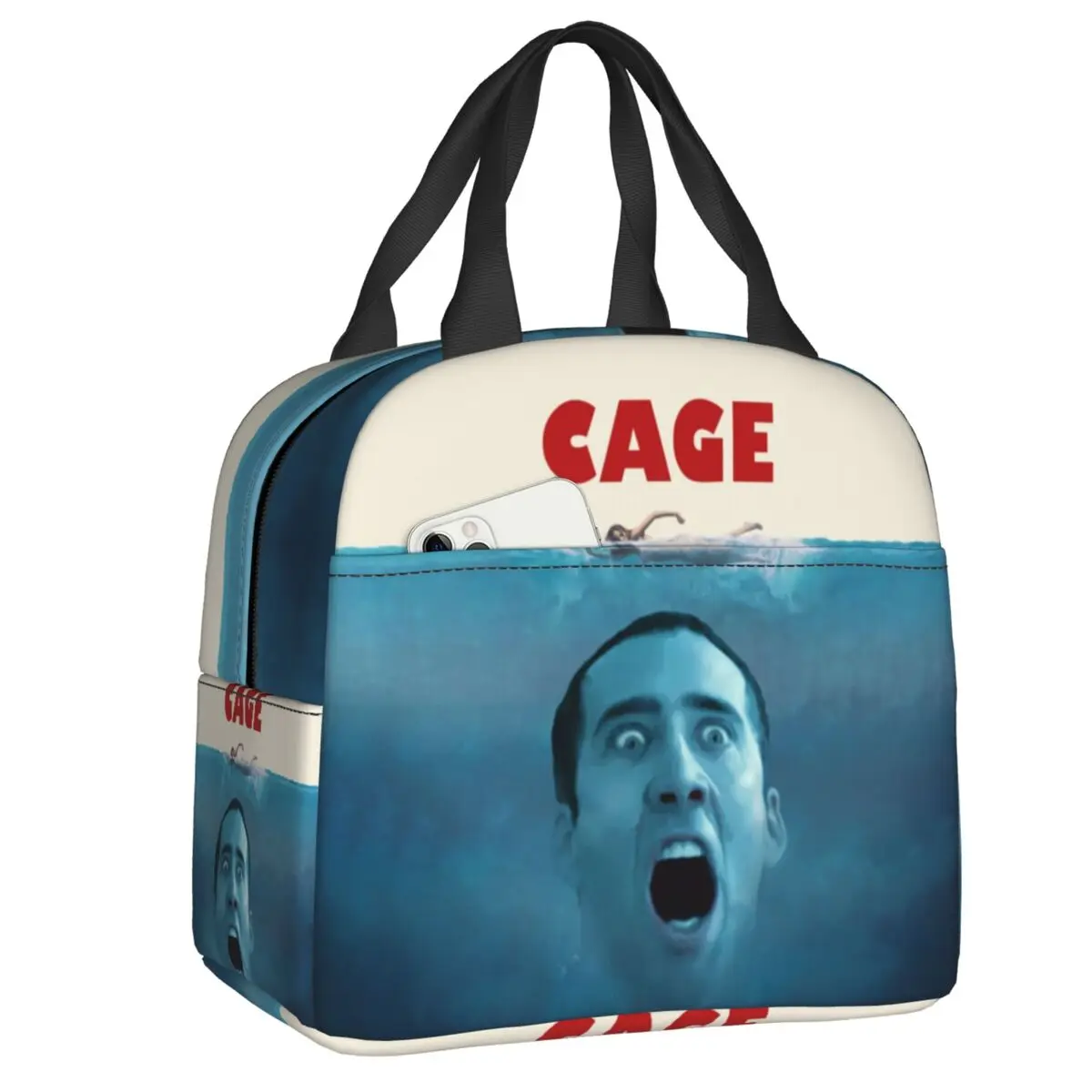 

Funny Nicolas Cage Insulated Lunch Bag for Women Resuable Thermal Cooler Lunch Box Kids School Children