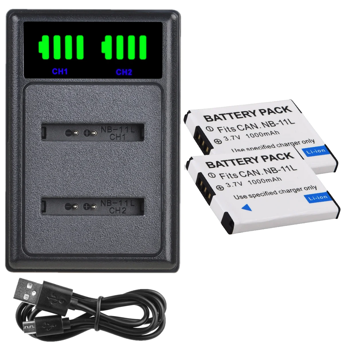 

1000mAh NB-11L Battery NB11L NB 11L Camera Battery + LED NB11L Charger for Canon A2600 A2300 IS A2400 A3500 A4000IS IXUS 240 HS