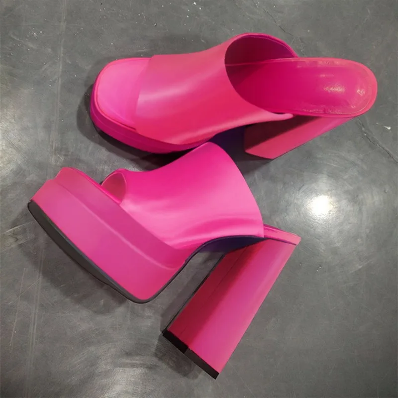 Сандалии Женские однотонные на платформе высокий каблук без застежки