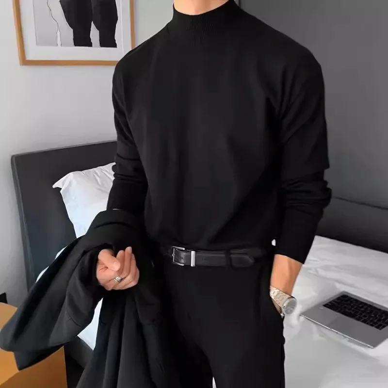 Осень/зима мужской свитер-поло/черепаховый воротник свободного покроя