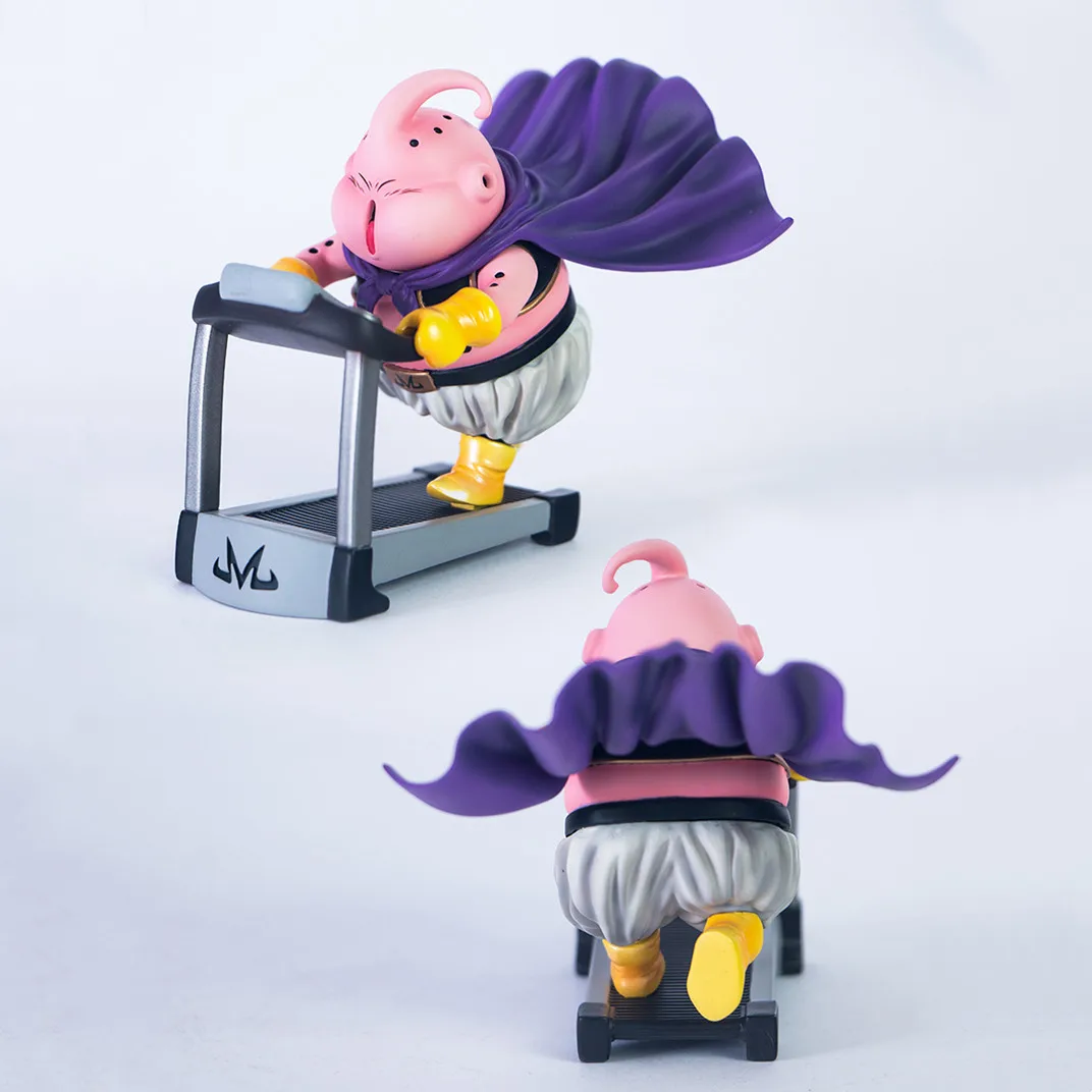 Bandai Anime Figure Dragon Ball Fat Majin Buu Muscle Doll boxing Weightlifting Yoga Running State Action Figure Toys Cute Doll images - 6