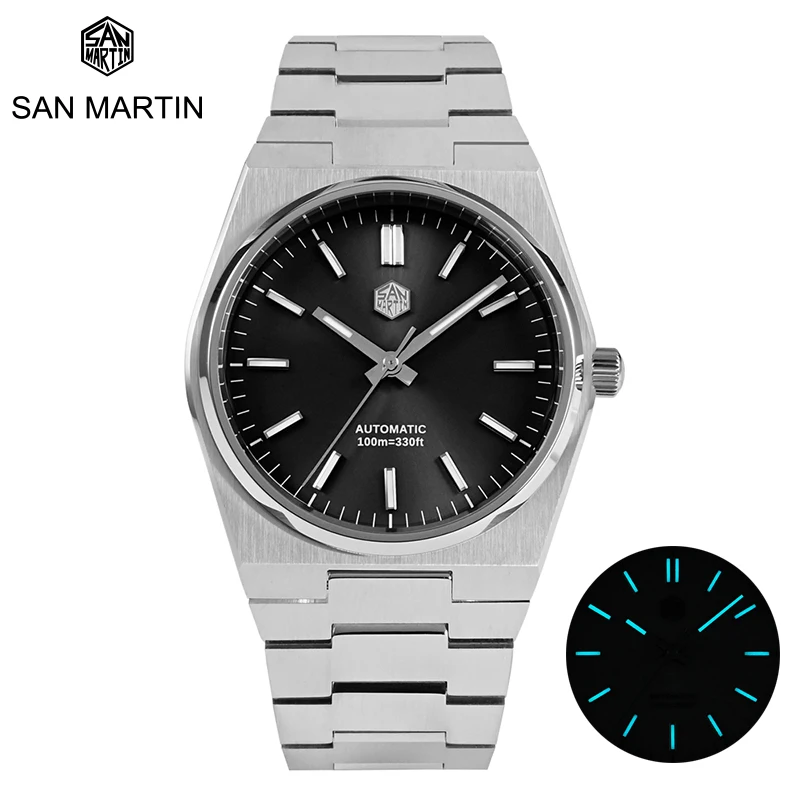 

Мужские часы San Martin 40 мм Miyota 9015 классические роскошные автоматические механические часы из нержавеющей стали браслет 10 бар