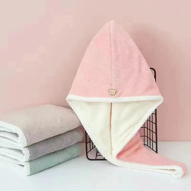 Двойное толстое полотенце для сухих волос быстро впитывающее прочное женское