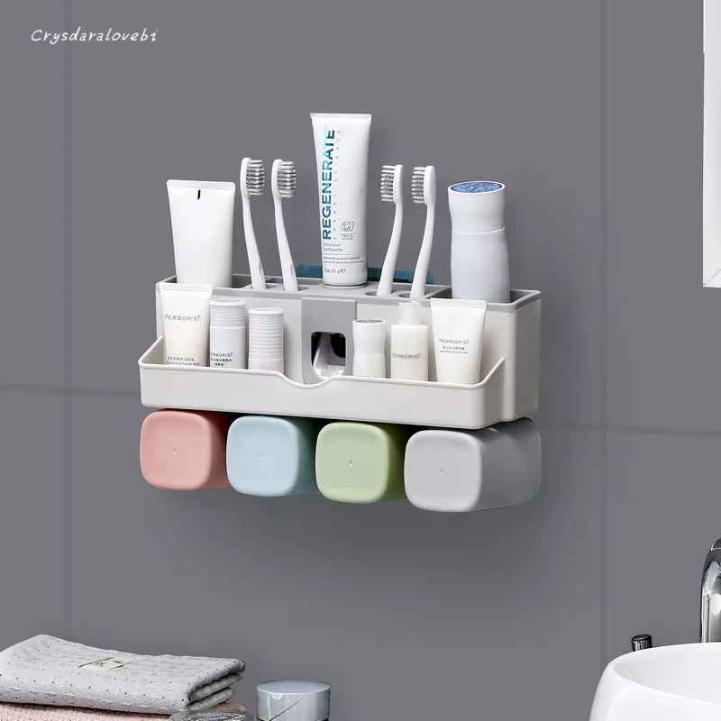 

Punch-free Toothbrush Holder Wash Set Toothbrush Holder Suction Cup Toothbrush Shelf Squeeze Toothpaste Toothbrush Holder