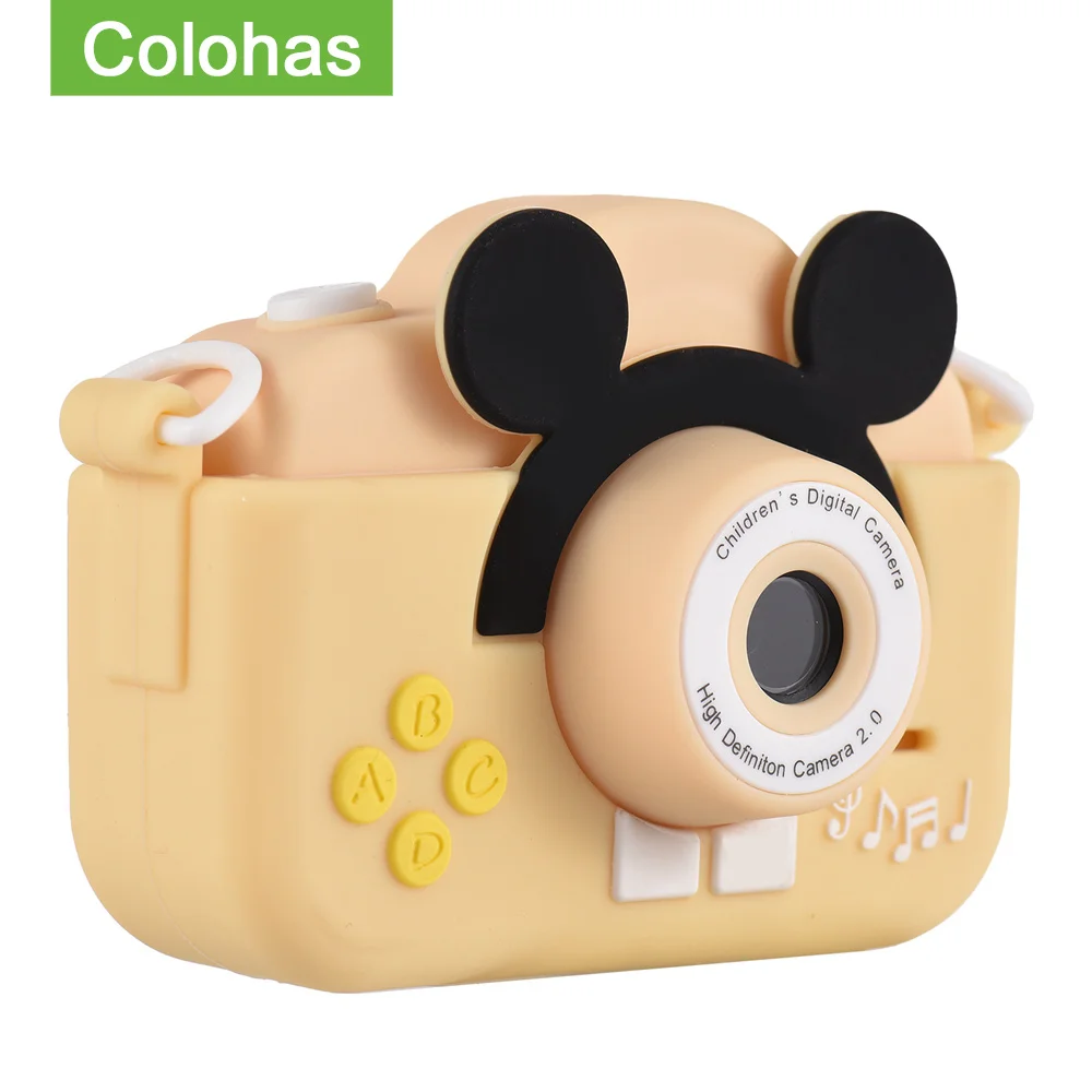 

Детская цифровая камера 1080P с мультипликационным принтом, Детская камера с двойным объективом 2,0 дюйма, IPS экран 4X, зум, подарок на день рожде...