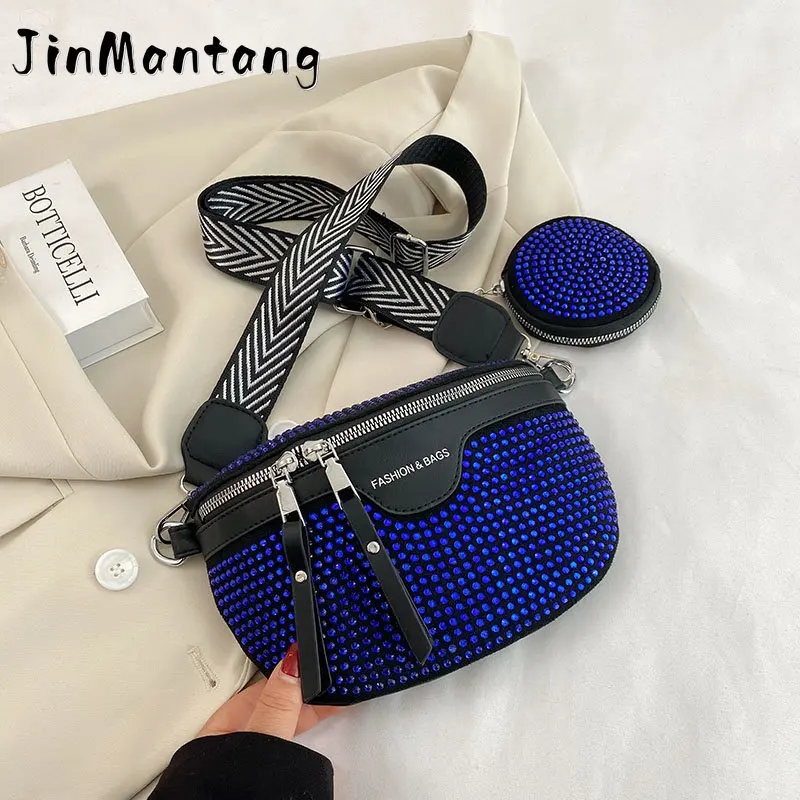 

Rhinestones Small Fanny Pack for Women Luxury Designer Waist Pack Fashion Shoulder Crossbody Phone Purses Ladies Waist Chest Bag