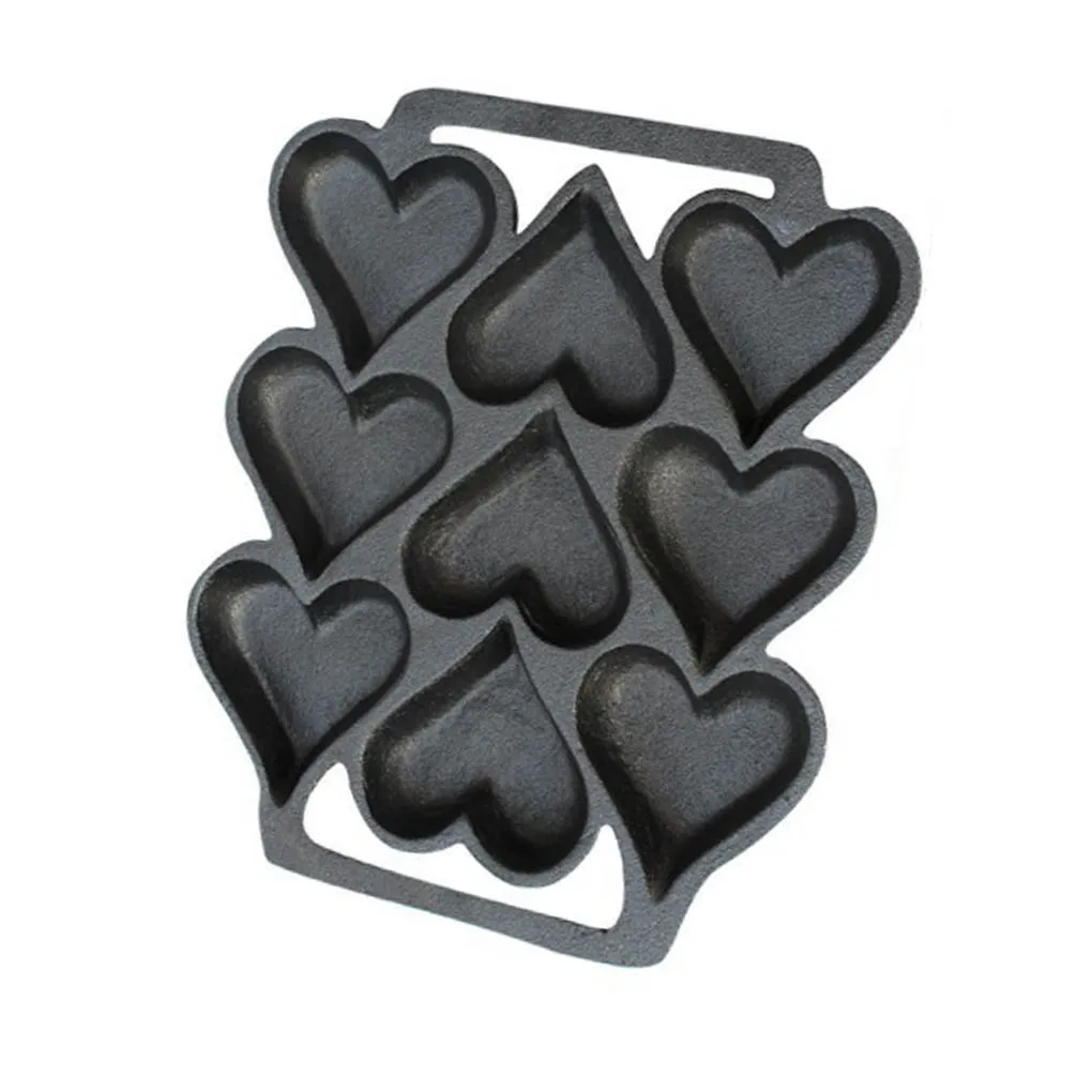 

Cast Iron Cute Lovely Heart-Shape Cake Mold Muffin Pan Wear-resistant Stuffed Pancake Baking Tray High Temperature Resistance