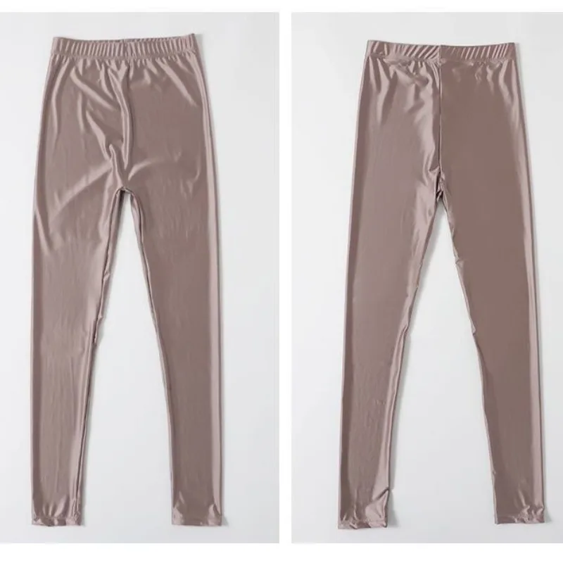 Атласные глянцевые леггинсы для фитнеса бесшовные женские летние штаны йоги с
