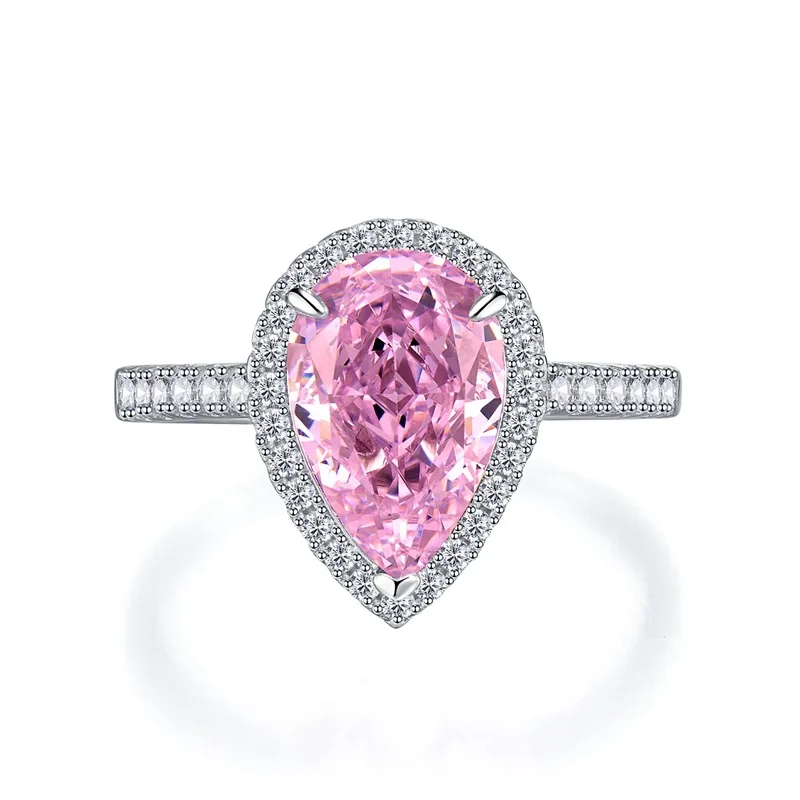 

New 2023 New S925 Silver 8 * 12 Pink Diamond High Carbon Diamond 5-Carat Ring for Foreign Trade in Europe, America, and Cross bo
