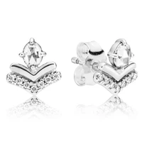authentic 925 sterling silver sparkling classic wish with crystal stud earrings for women wedding gift fashion jewelry