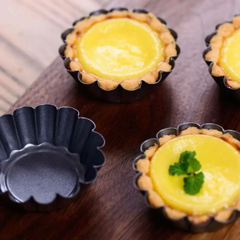 

1PC Egg Tart Mold Reusable Stainless Steel Quiche Flan Pan Mold Non-stick Pie Pizza Cake Cupcake Mold Baking Muffin Cup Bakeware