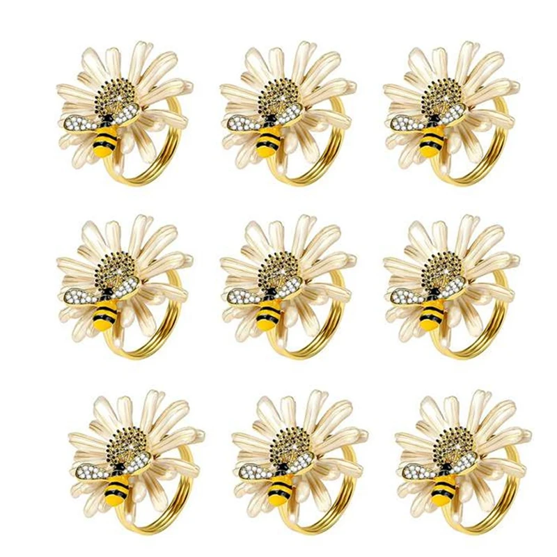 

9Pcs Gold Bee Napkin Ring Holders Napkin Rings For Formal Or Casual Dinning Table Decor