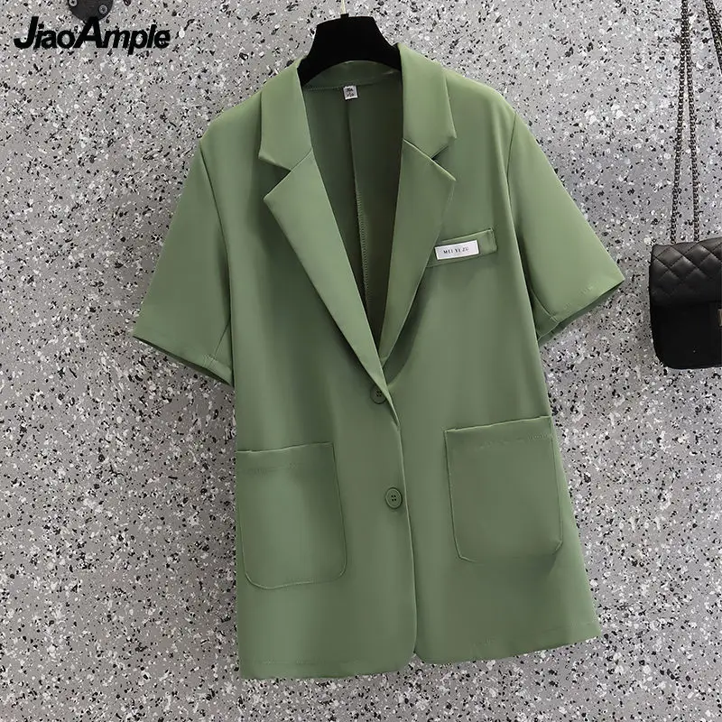 Women's Casual Professional Wear 2022 Summer Loose Short Sleeve Suit Jacket Shorts Two Piece Korean Elegant Blazers Pants Set