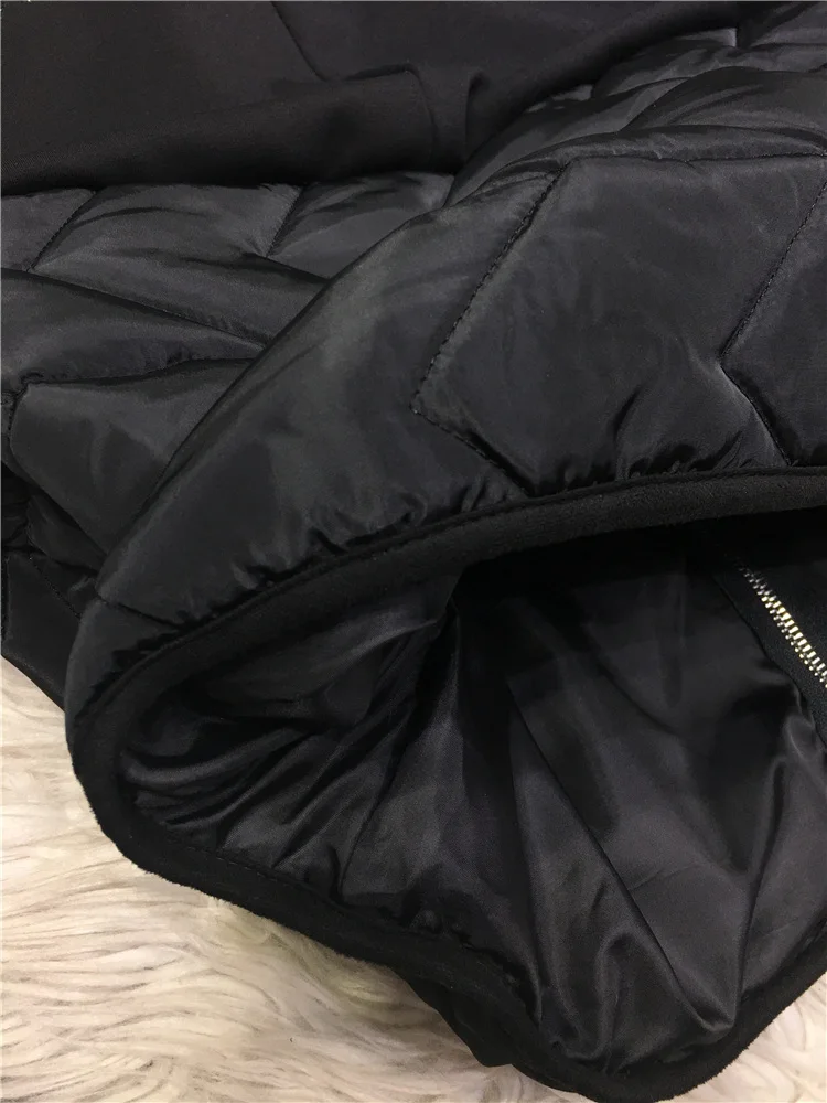Colorblock Hot Drilling Wings Women Cotton-padded Coat Trendy Autumn Winter Black Hooded Parkas Streetwear Black Wadded Jacket