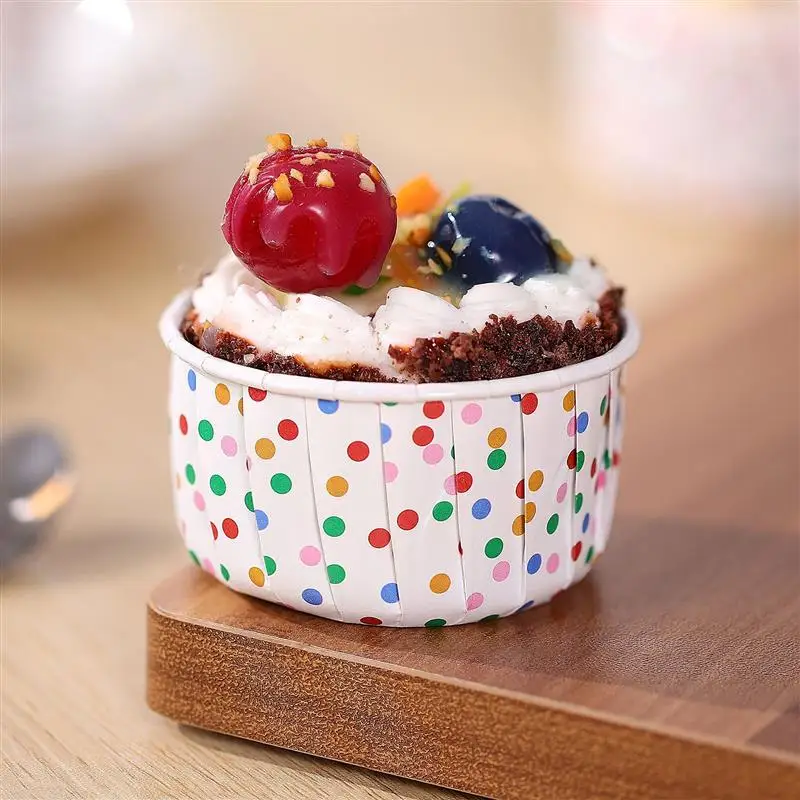 

100pcs Polka Dot Paper Treat Cups Disposable Dessert Bowls Dessert Cups for Sundae Cake Ice Cream Festive Party Supplies