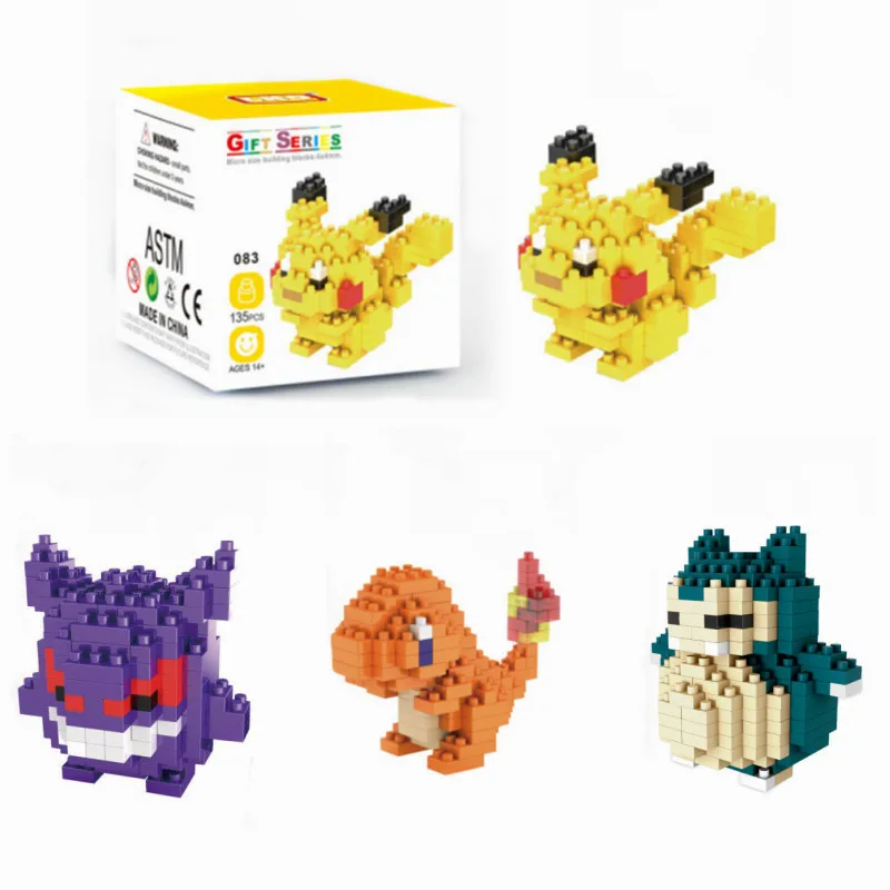

Anime Figure Pokemon Blocks Pikachu Building Blocks 3D DIY Education Game Mini Model Micro Figures Block Brick Toys for Boys