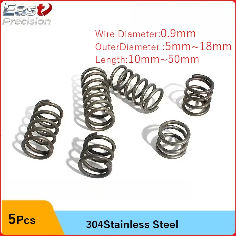 

5 шт., пружины сжатия из нержавеющей стали 304, Восточные прецизионные пружины