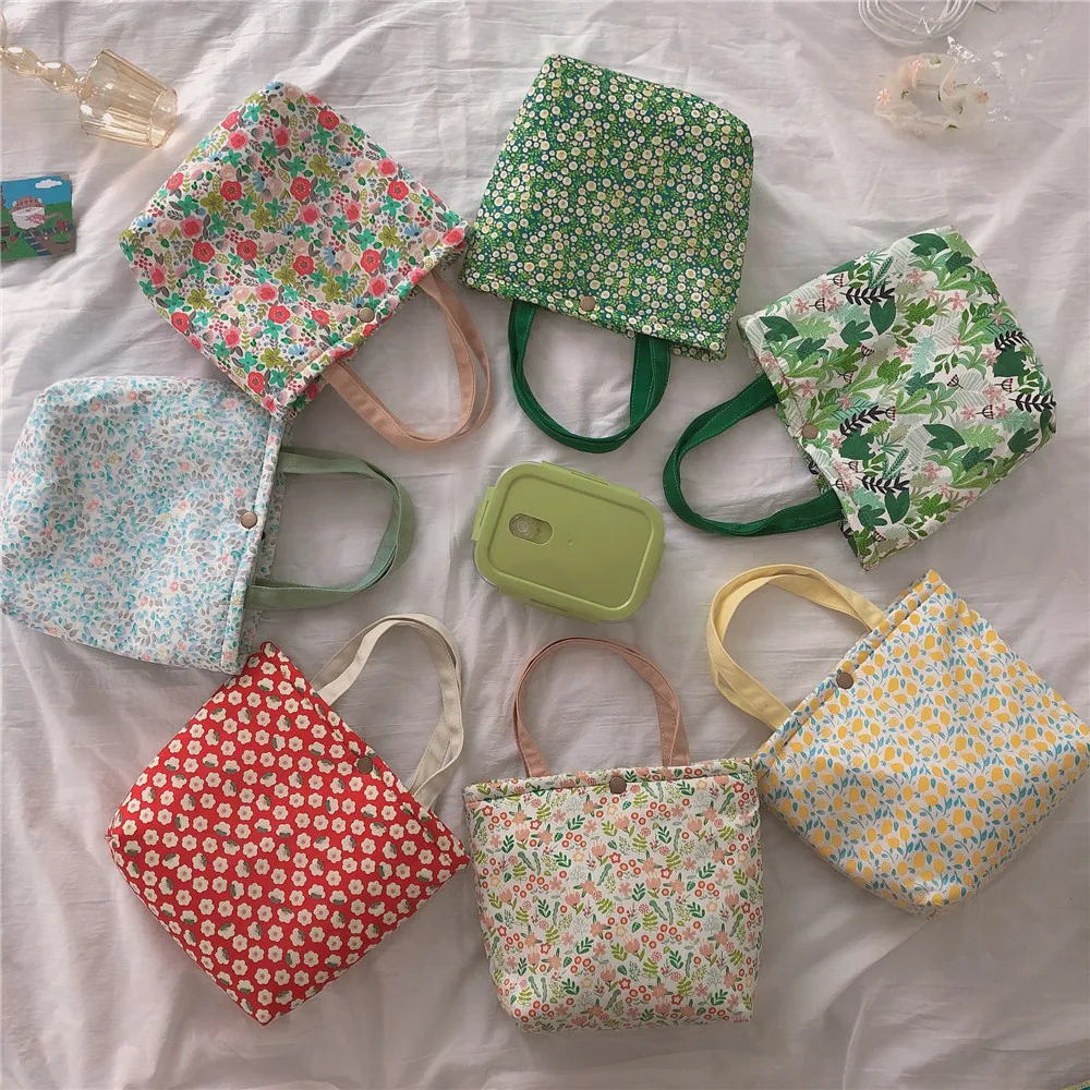 

New Lunch Bag Canvas Lunch Box Picnic Tote Canvas Small Handbag Pouch Dinner Container Food Storage Bags for Office Lady