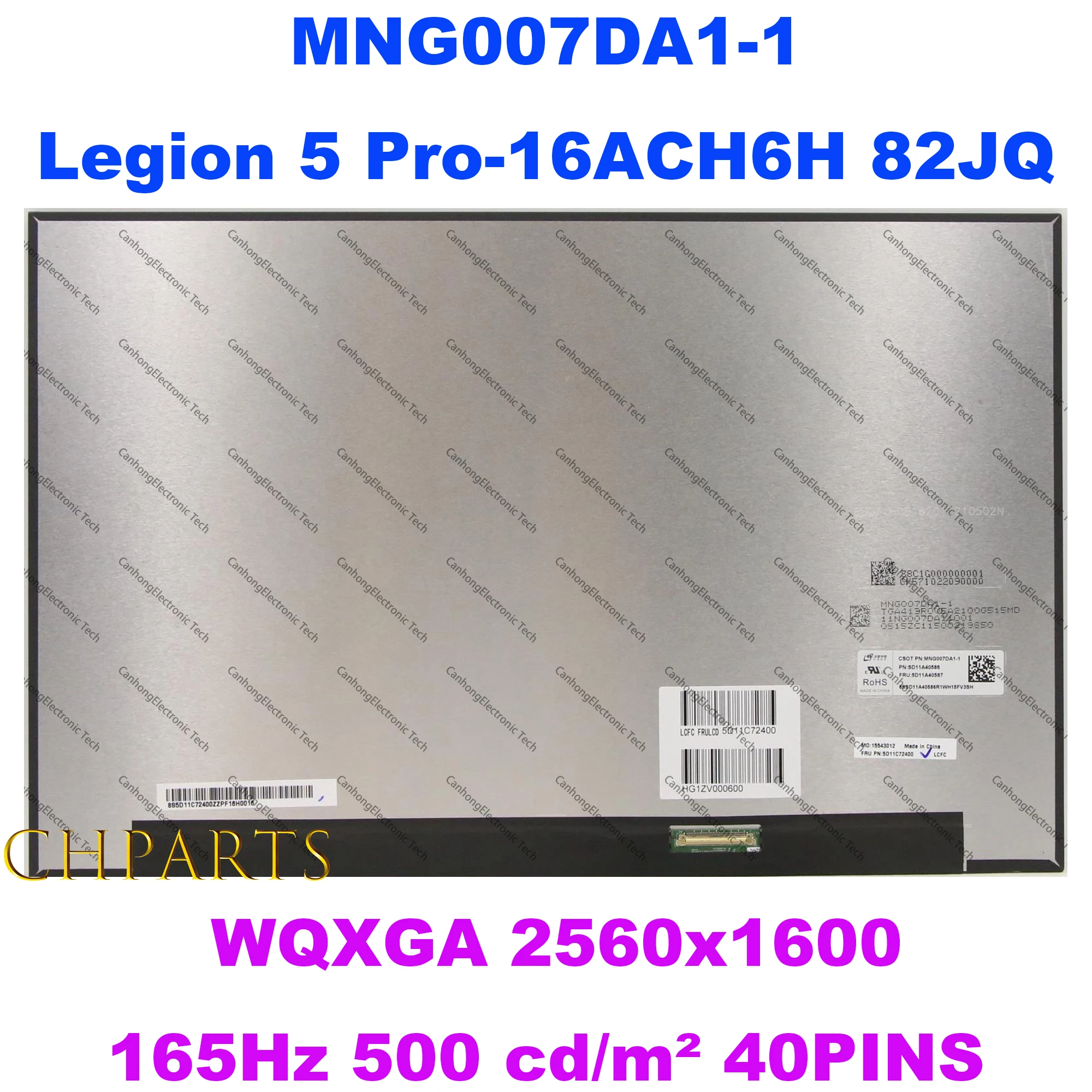 16, 0  2560x1600 IPS 2560x1600    Lenovo Legion 5 MNG007DA1-1 82JQ -    500 cd/m