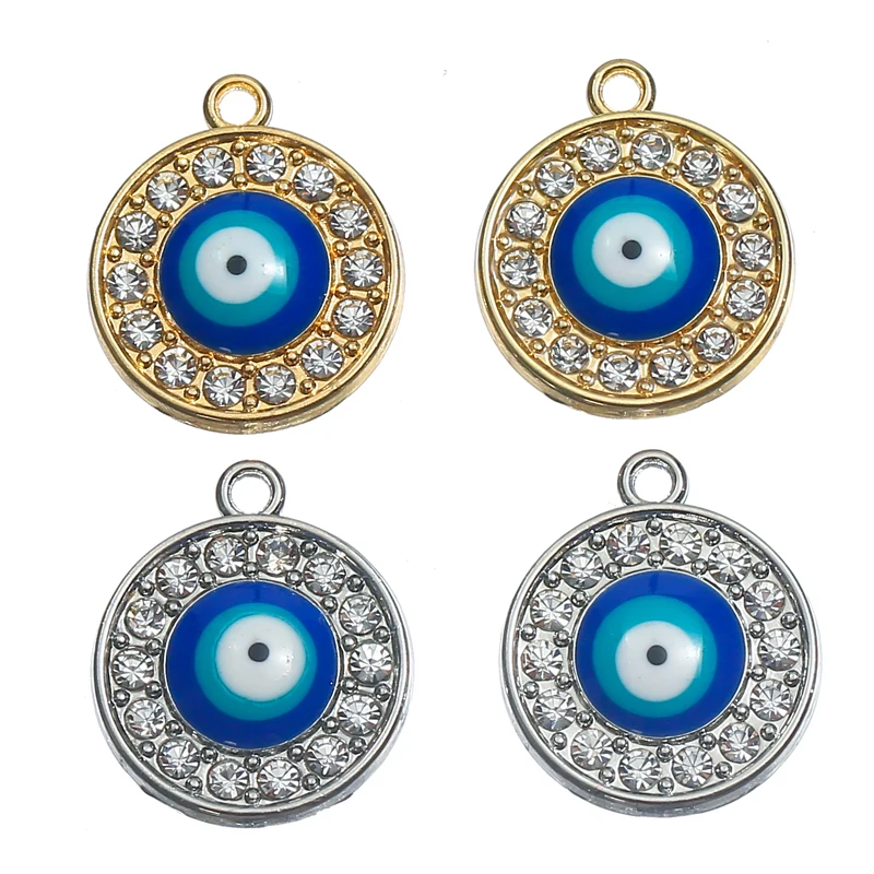 

10pcs/lot Mixed Gold Silver Plated Eye Charms Rhinestones Metal Pendant DIY Bracelet Earrings for Jewelry Making Accessories