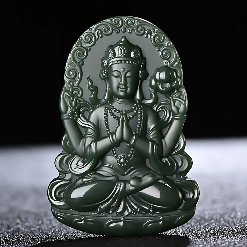 China's Four Famous Jade Hotan Jade Hand Carved Guanyin Pendant Fashion Boutique Jewelry Men's and Women's Turquoise Necklace