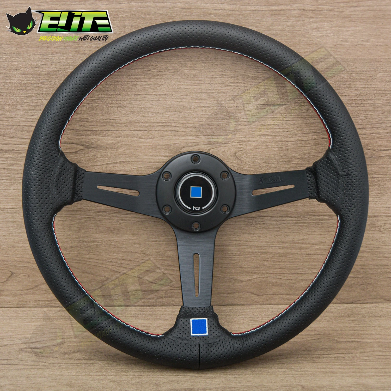 Черный кожаный руль JDM ND 350 мм для гонок спортивный игровой