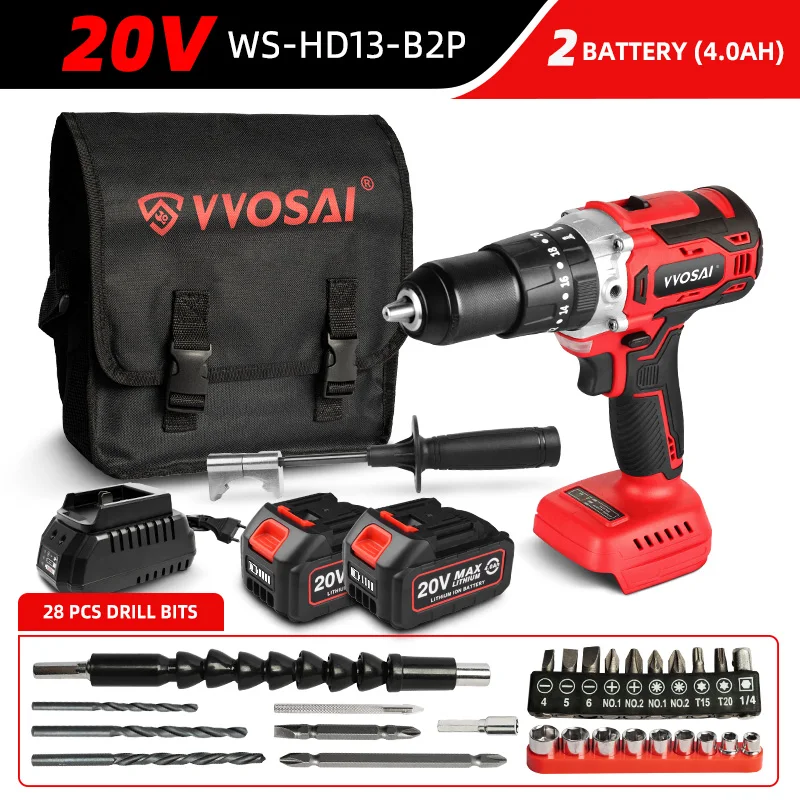 

VVOSAI MT-Series аккумуляторная дрель-молоток 125N.m 20V 13мм