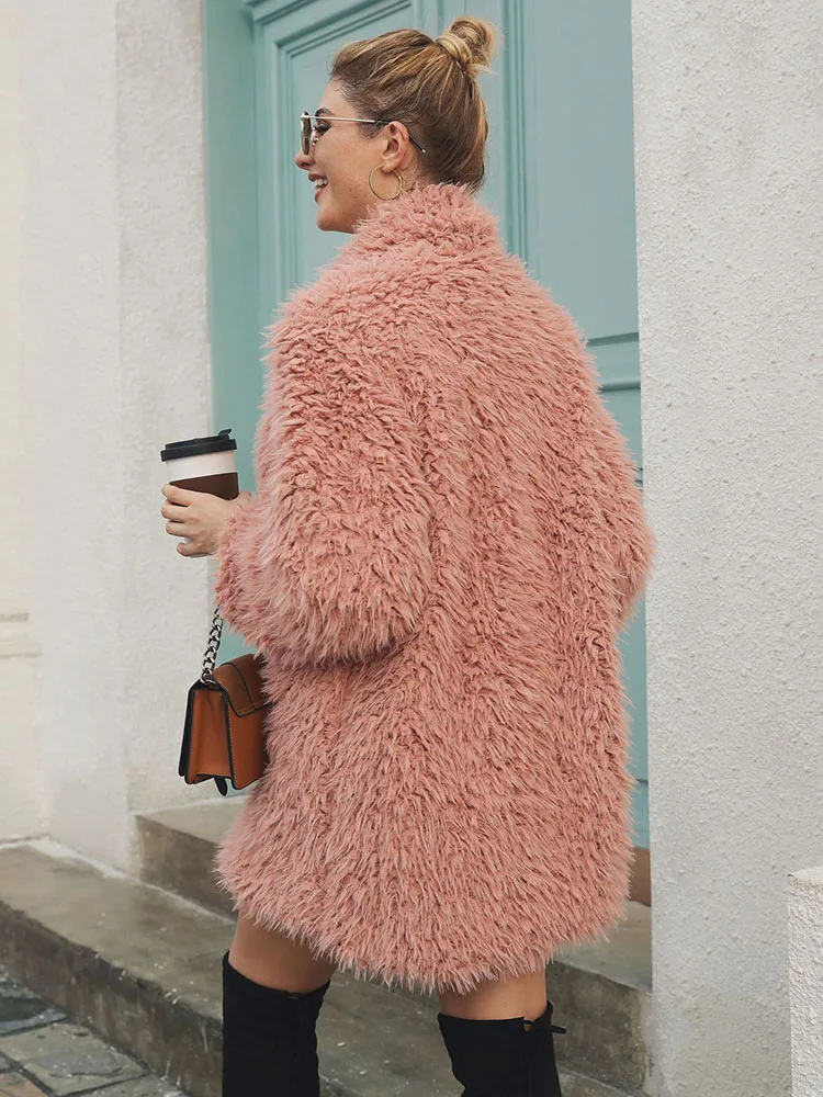 Fake Fox Fur Warm Woman Coat Teddy Jacket 2022 New Europe America Luxury Especially Winter Long Sleeve Covered Button Fashion