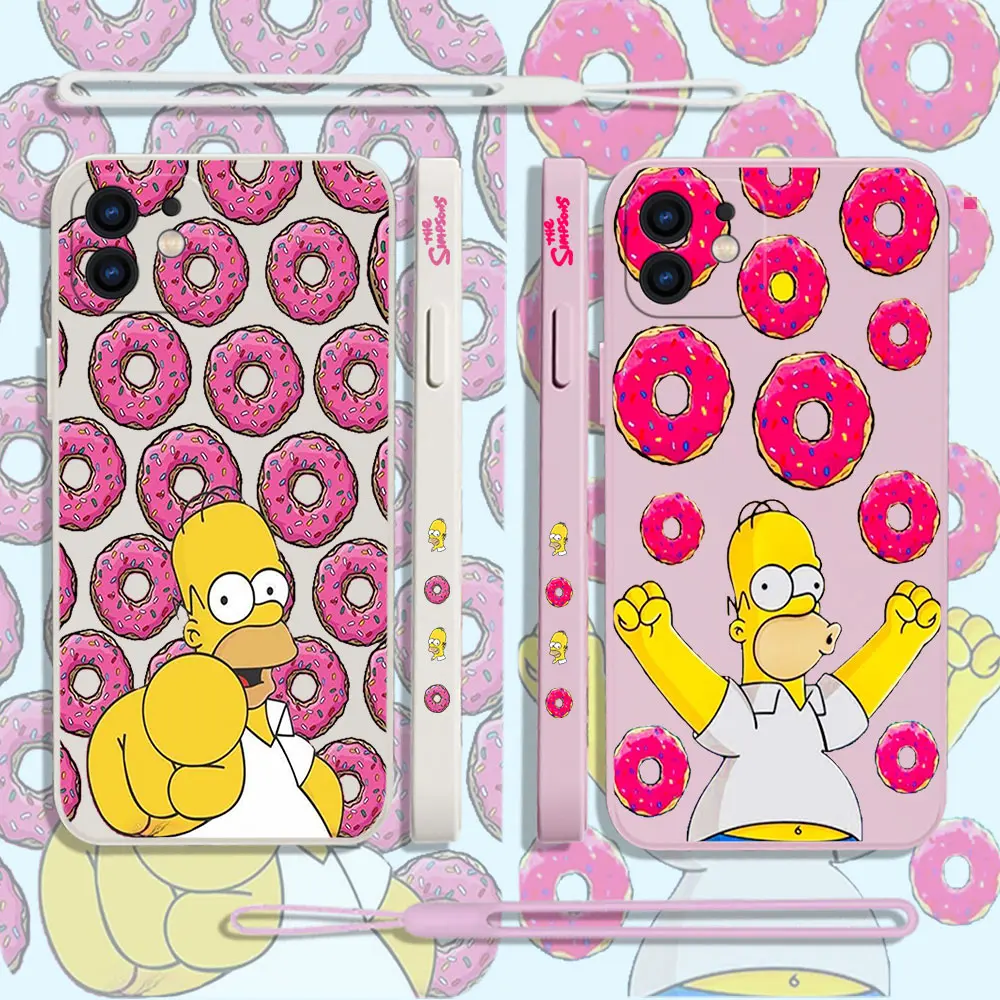 

THE Simpsons Phone Case For iPhone 14 13 12 11 Pro Max Mini X XR XS SE 2020 8 7 Plus 6 6S Plus Silicone Cover With Lanyard