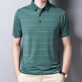 2023 New Arrival Polo Shirt Striped Short Sleeve Summer Cool Shirt Streetwear Fashion Male Polo Shirt Men Tops Clothes 1
