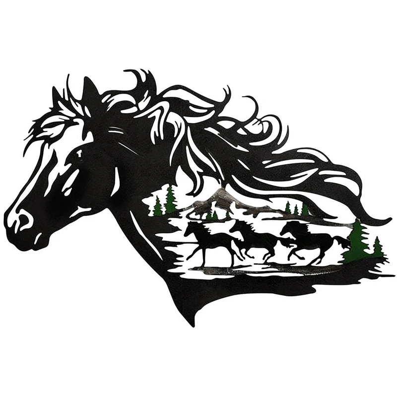 

Metal Hollow Wall Art Western Horse Silhouette Cafe Living Room Sculpture Silhouette Animal Ornament Sculpture For Bar