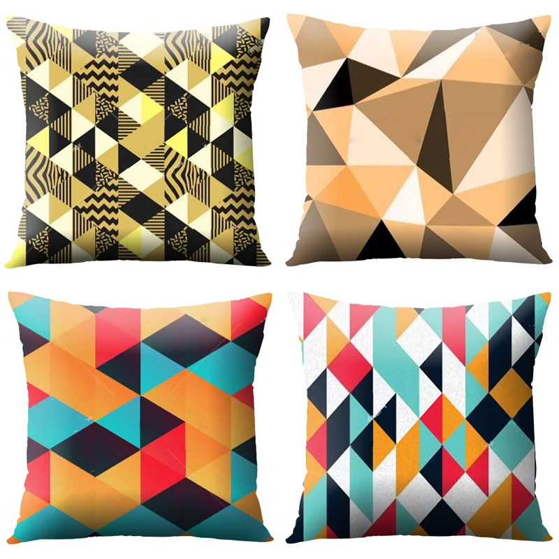 

Multicolors Geometry Pillow Cover 45x45cm Polyester Cushion Cover Decoration Waist Throw Pillow Case for Car Sofa Home