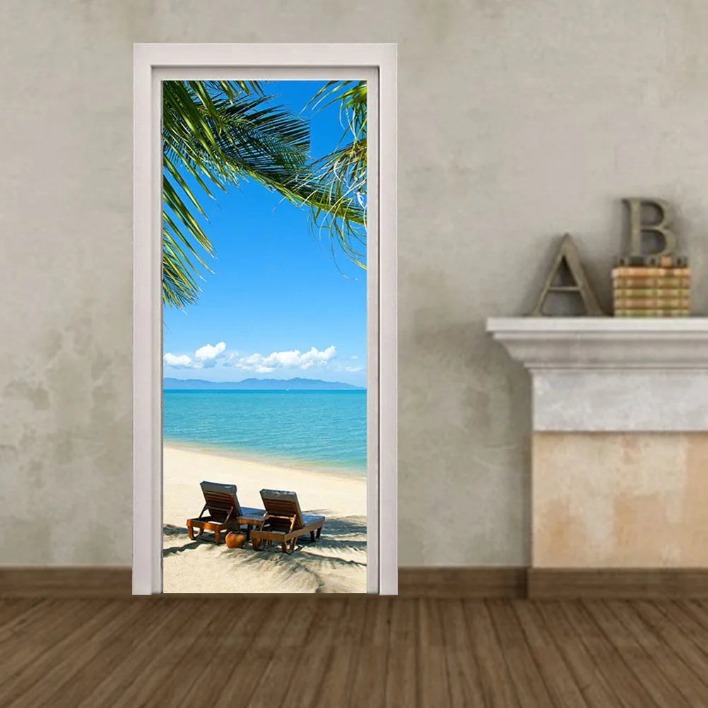 

2pcs Creative Removable Door Decals Paper Decorations Door Stickers Wall Stickers for Office