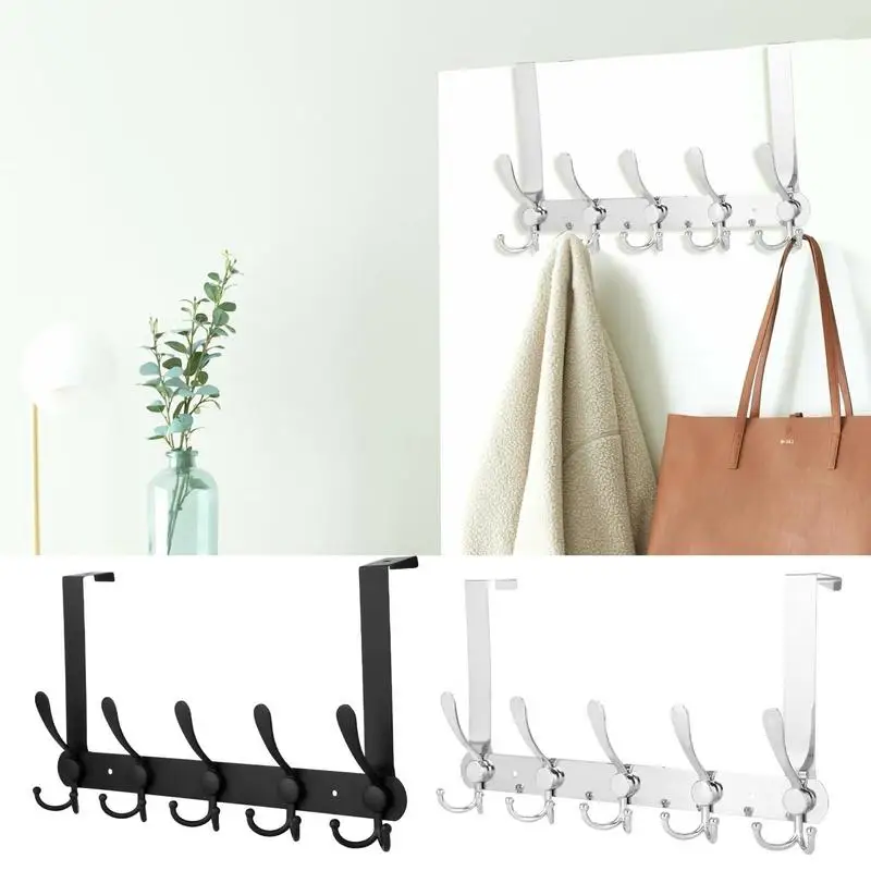 

Over Door Hanger Hooks Stainless Steel Towel Racks Multi-Purpose Household Clothes Organizer For Bathroom Bedroom And Kitchen