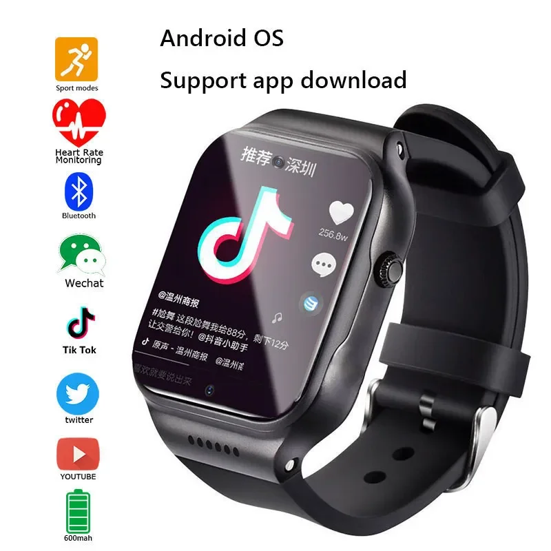 

NEW 4G Android Square Screen Smartwatch 32G SIM Call GPS Camera Wifi HeartRate Tiktok YouTube Man Women for Xiaomi phone 2023