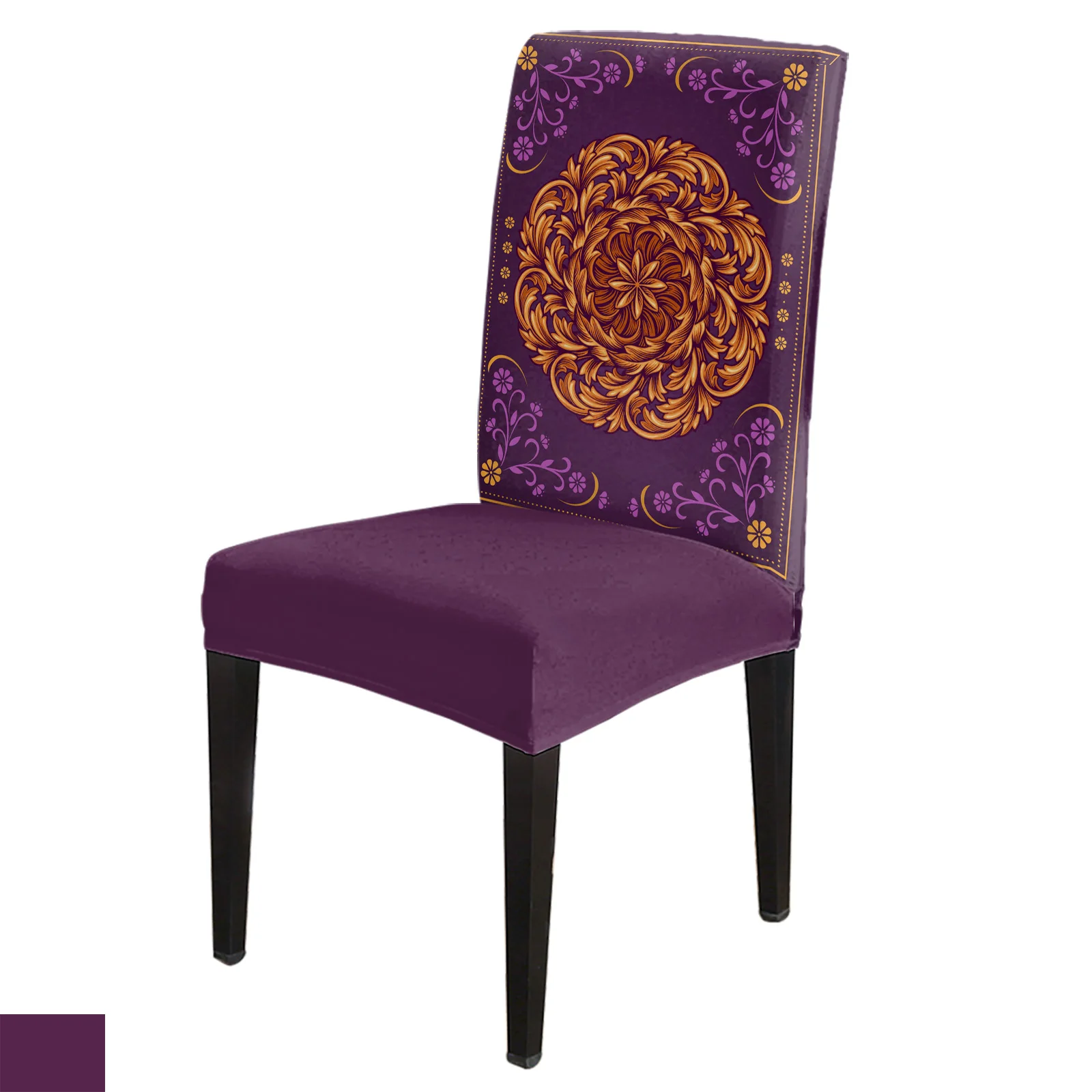 

Purple Texture Mandala Pattern Dining Chair Cover 4/6/8PCS Spandex Elastic Chair Slipcover Case for Wedding Home Dining Room