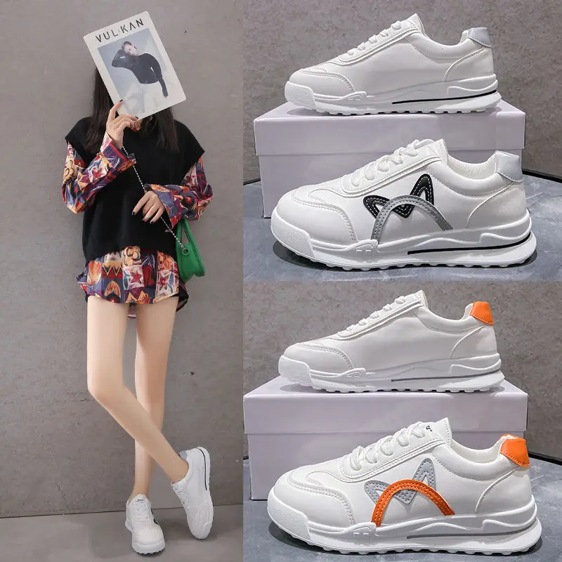 

Spring New White Ladies Shoes Women's Fashion Casual Shoes Students Breathable Flat Sneakers Vulcanize Shoes Zapatillas Mujer