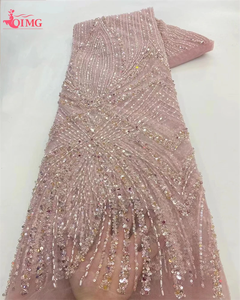 Роскошная Тяжелая кружевная ткань OIMG ручной работы из бисера французская