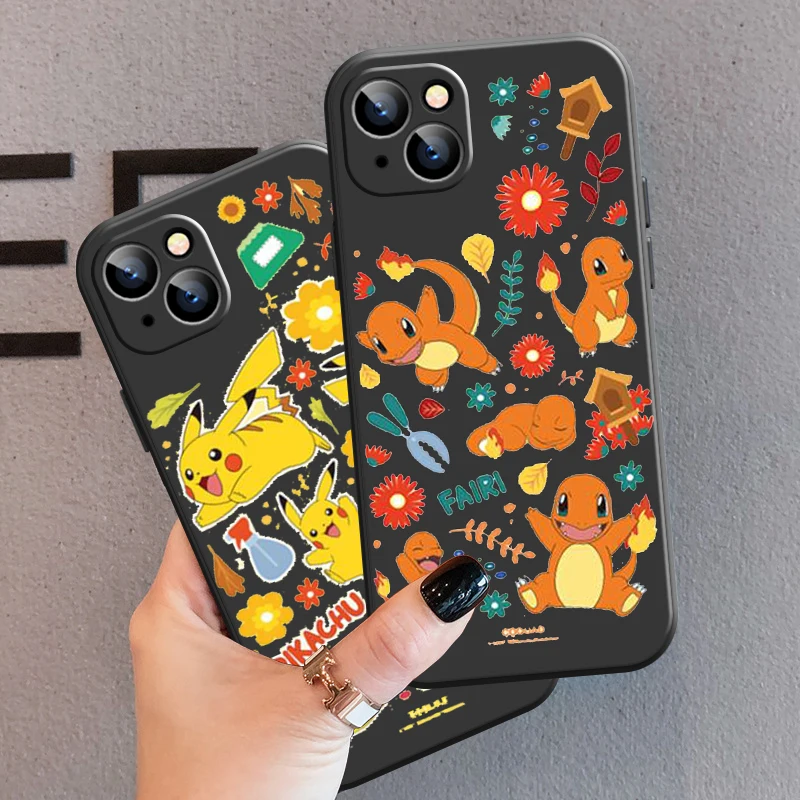 

Japan Pokemon Pikachu Phone Case For Apple iPhone 13 12 11 Pro 12 13 Mini X XR XS Max SE 6 6s 7 8 Plus Soft Liquid Silicon