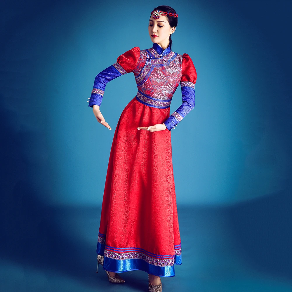 

Mongolian Performance Robes Large Skirt Hem Bubble Sleeves Long Sleeves New Performance Stage costumes Folk Dance